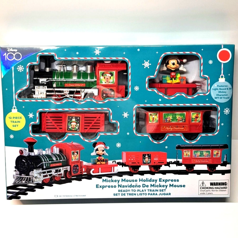 Mickey Mouse Holiday Express 12 Piece Christmas Train Set Light & Sound